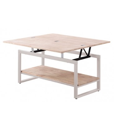 MESA CENTRO ELEVABLE Y EXTENSIBLE STEVE 100 x 45 CM ROBLE NORDISH / BLANCO