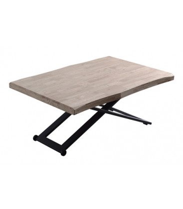 MESA CENTRO ELEVABLE ZOE 120 x 80 CM ROBLE HONEY / NEGRO TAPA CON FORMA