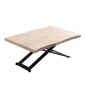 MESA CENTRO ELEVABLE ZOE 120 x 80 CM ROBLE NORDISH / NEGRO TAPA CON FORMA