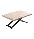 MESA CENTRO ELEVABLE ZOE 120 x 80 CM ROBLE NORDISH / NEGRO TAPA CON FORMA