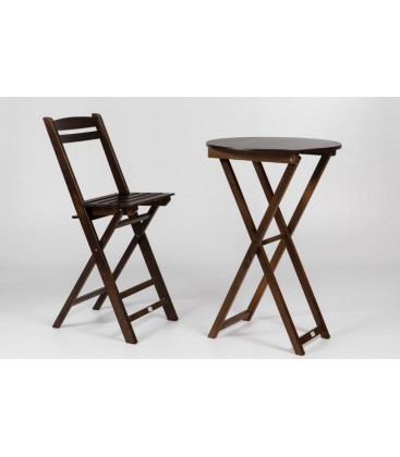 Mesa plegable redonda alta de madera de haya