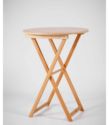 Mesa plegable redonda alta de madera de haya