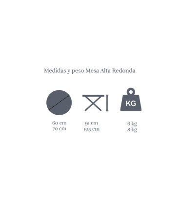 Mesa plegable redonda alta de madera de haya