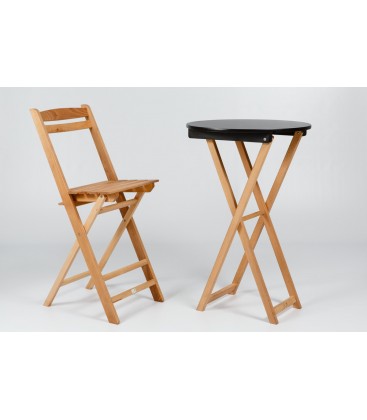 Mesa plegable redonda alta de madera de haya