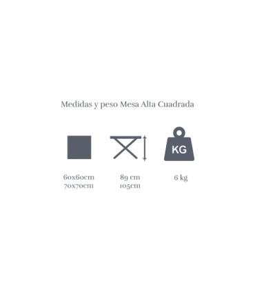 Mesa plegable cuadrada alta