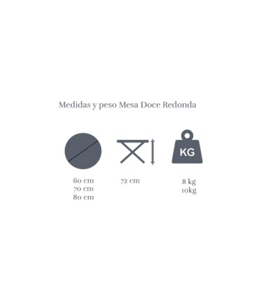 Mesa plegable redonda de madera de haya